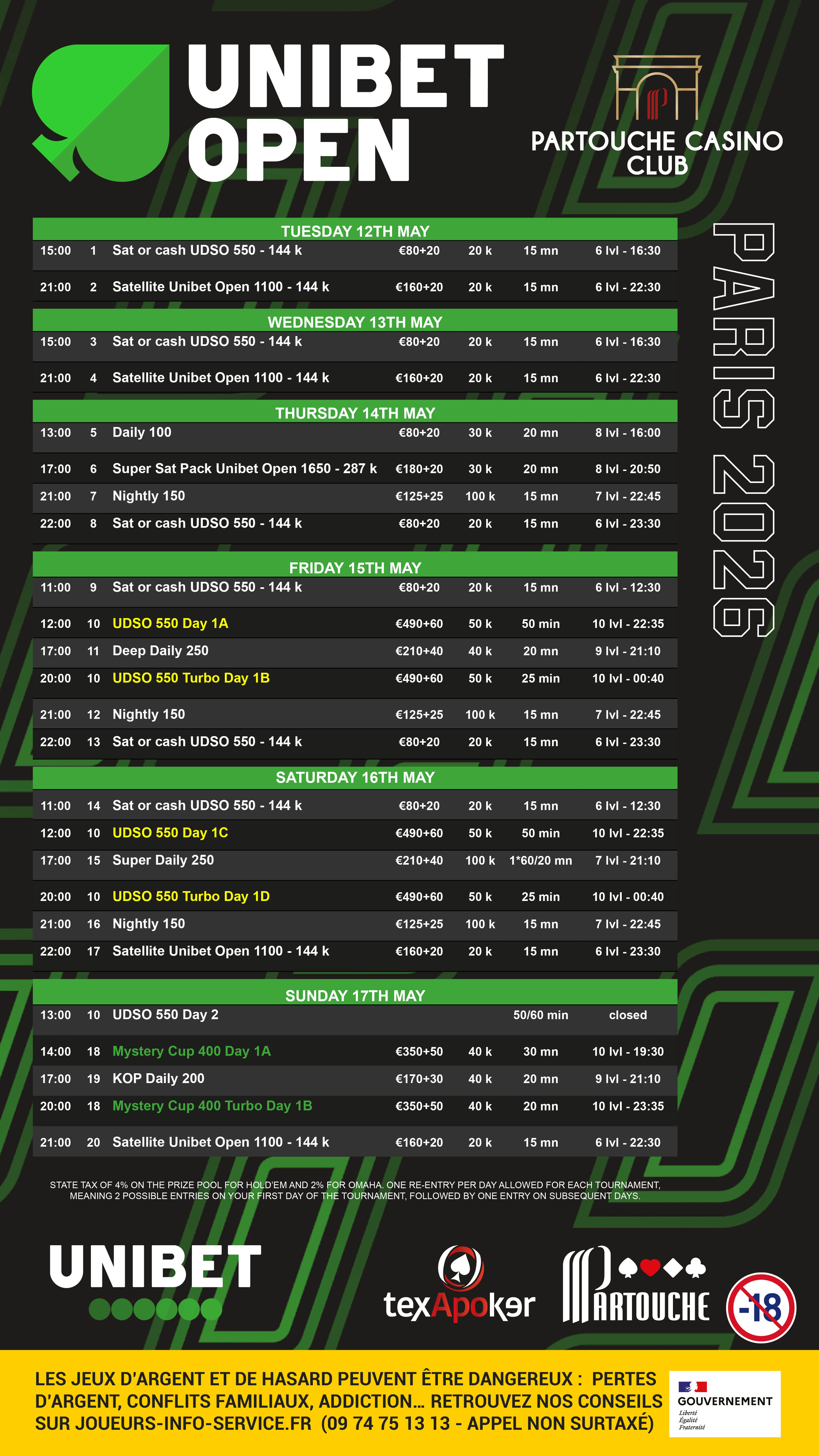 Programme des tournois