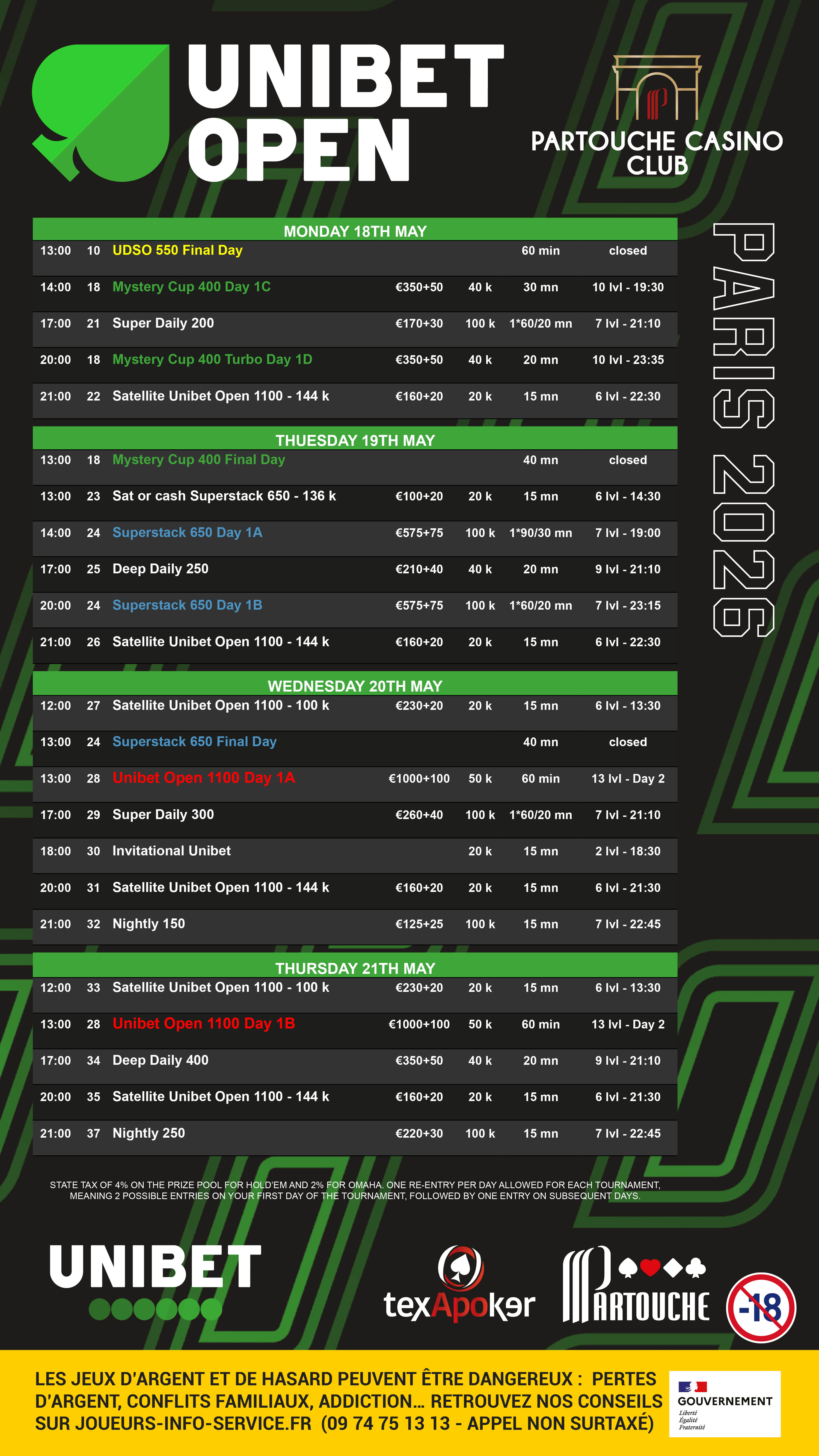 Programme des tournois