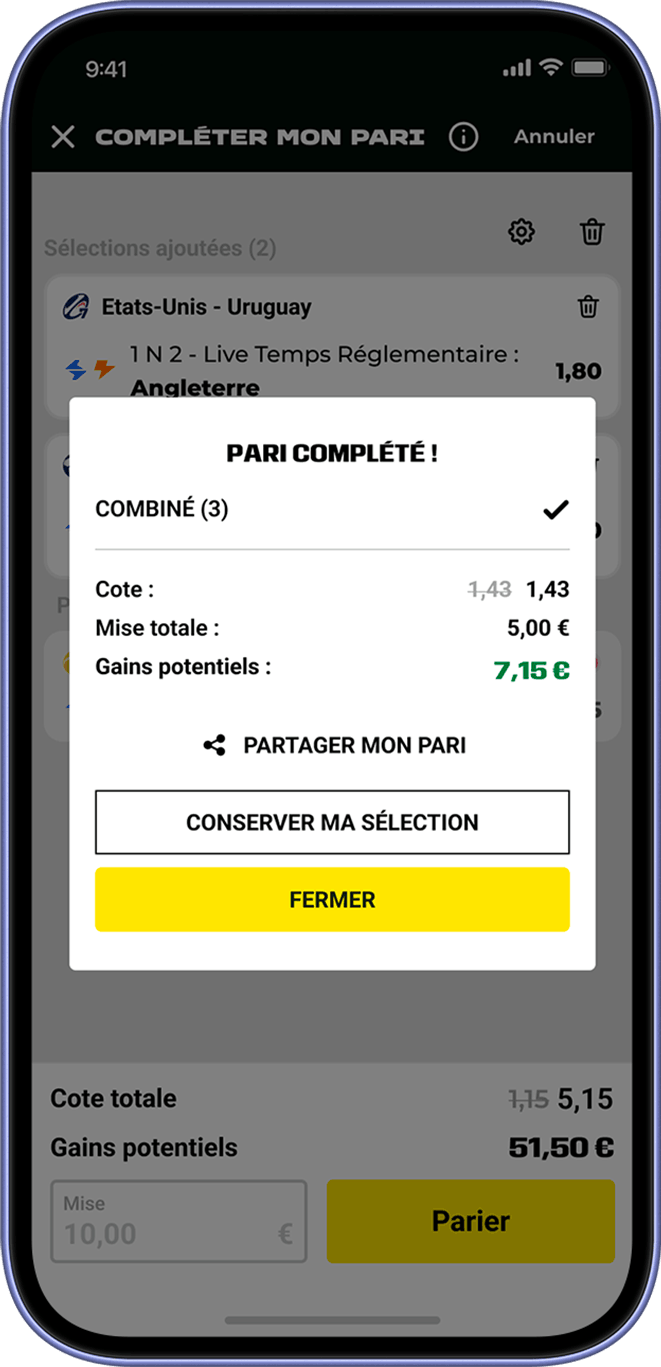 Complete ton Pari Etape 1