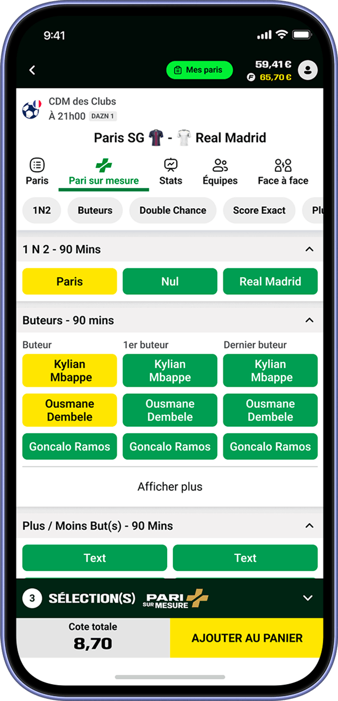 Pari sur mesure Etape 2