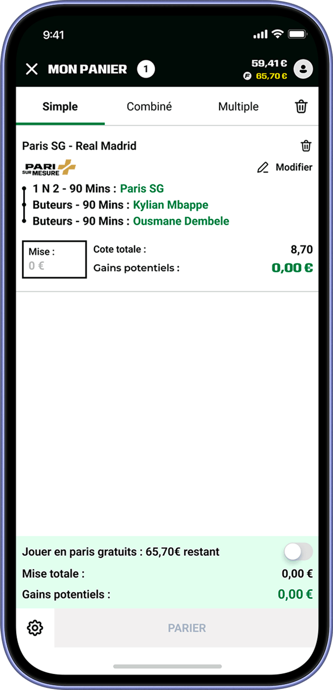 Pari sur mesure Etape 3