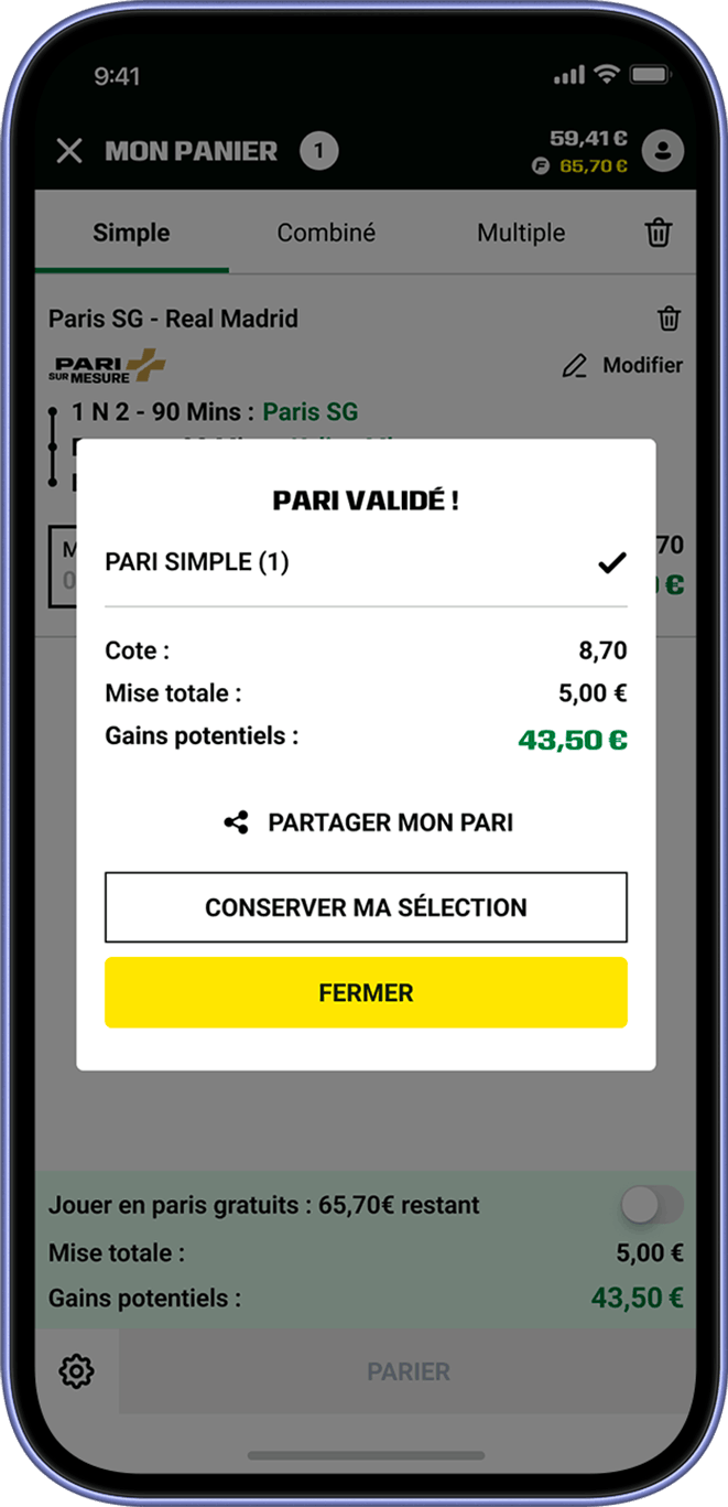 Pari sur mesure Etape 1